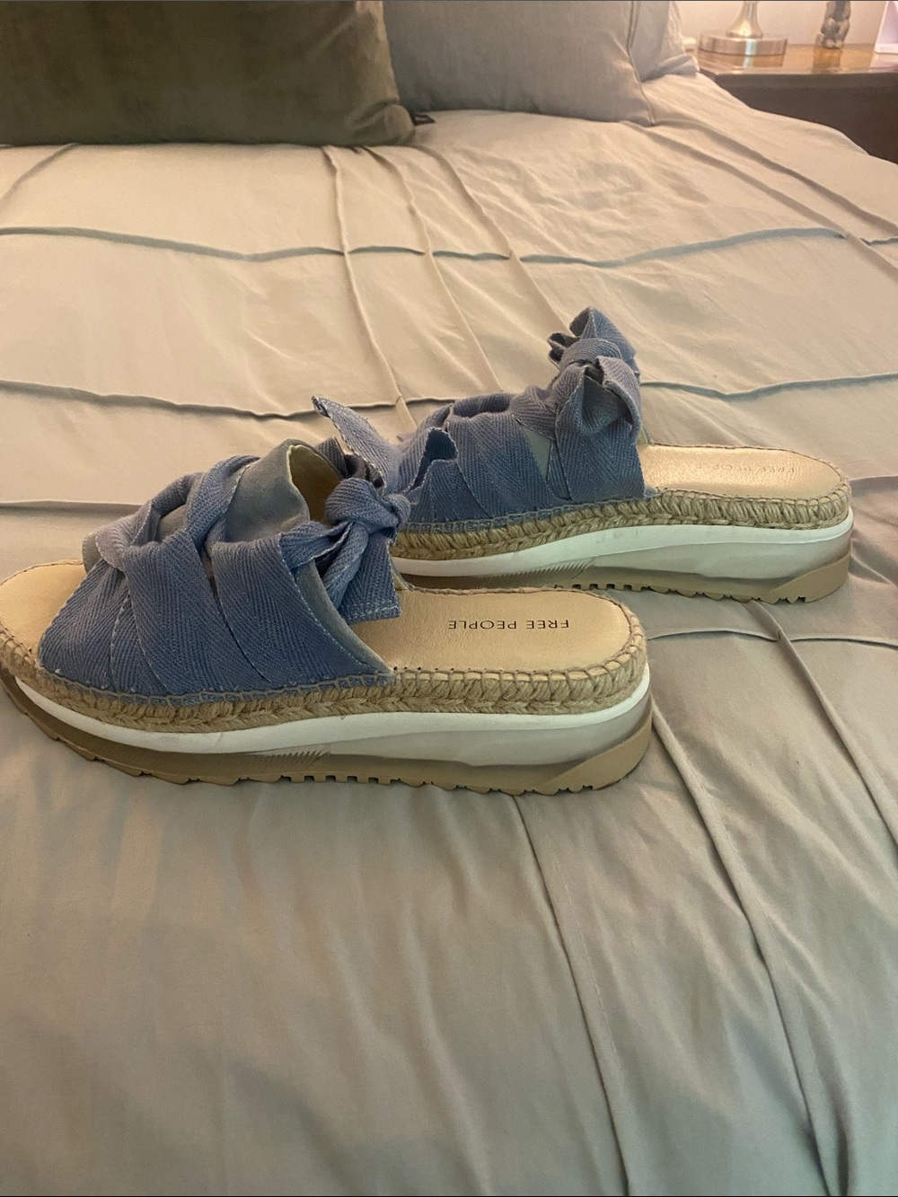 Free People Light Blue Knotted Espadrille Platform Slides EU size 40